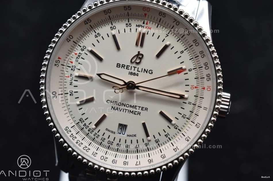 V7F SS 1 Navitimer White A2824 RG SS Dial 1:1 on Bracelet Edition Best Bezel 0115